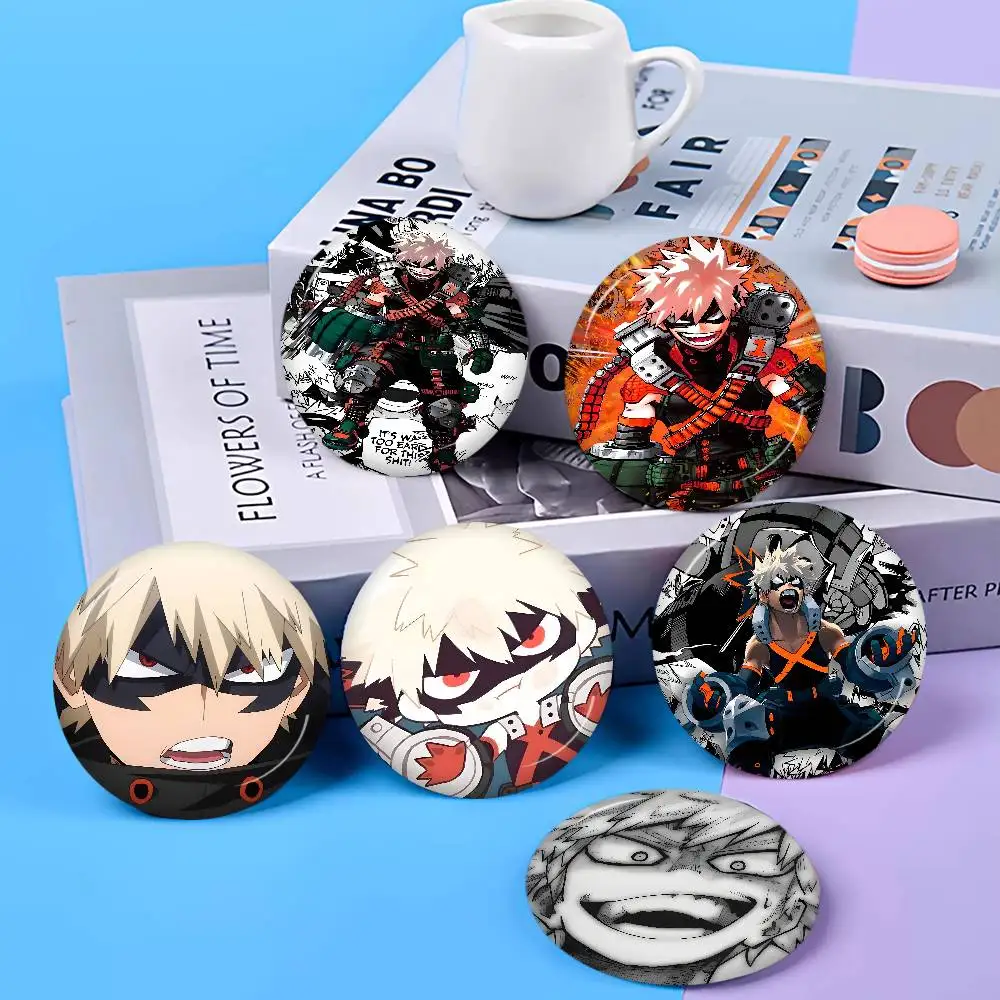 Anime M-My H-Hero Academia Katsuki Bakugo Tinplate Pin Button Custom Role Old-school Brooch Collar Badge Jewelry Gift Fans