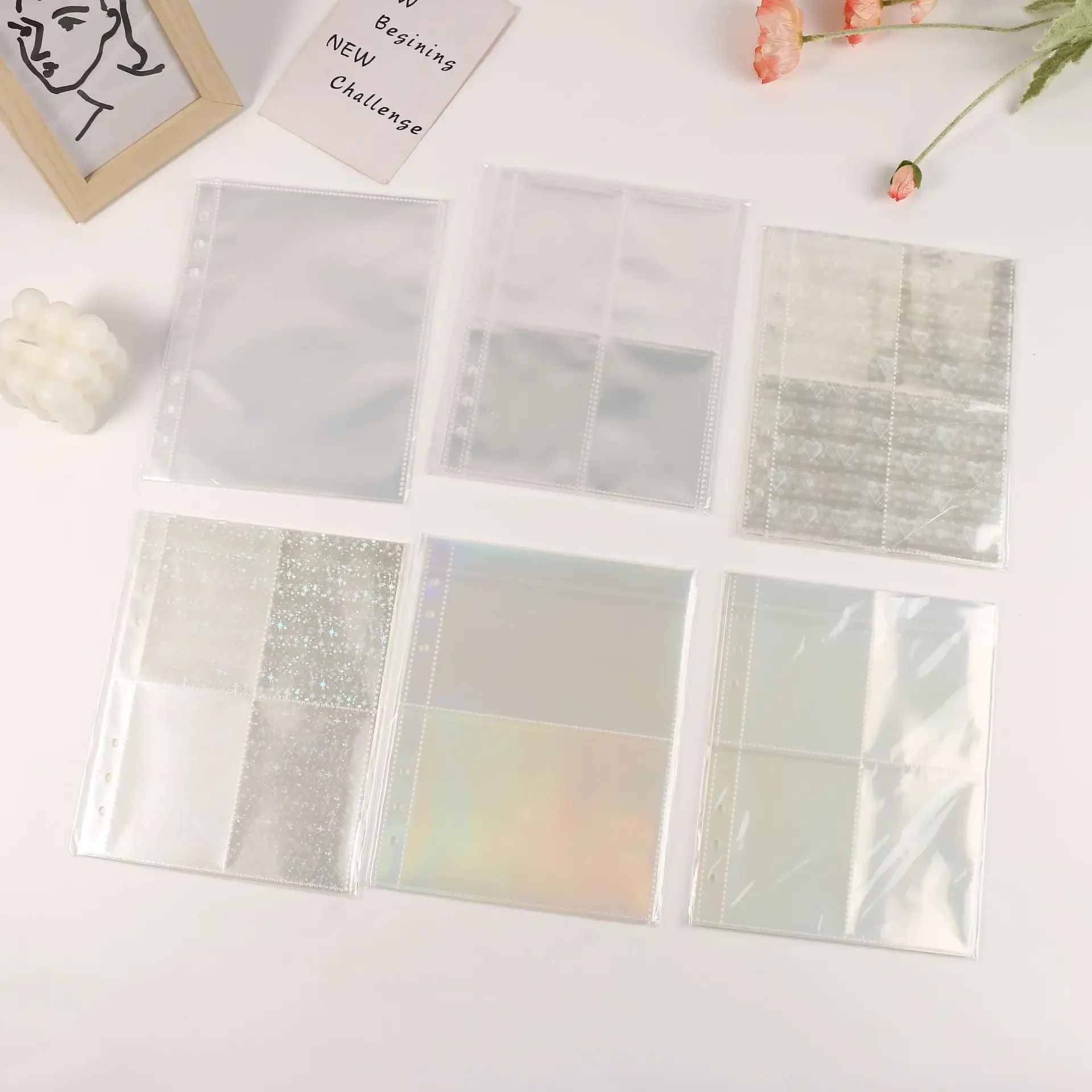 10pcs A5 Binder Sleeves 1P 2P 4P Photo Album Binder Refill Inner Cards Photocard Refill Bags Pockets For Mini Name Card