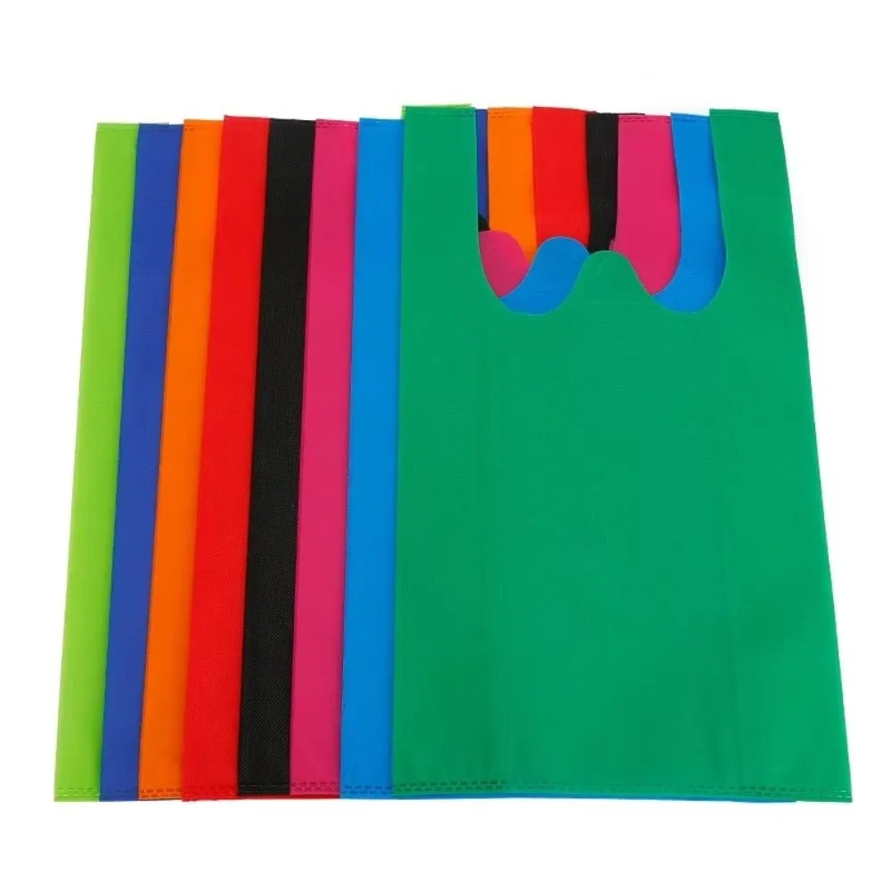 

50 шт. однотонная нетканая сумка для покупок большой емкости портативная экологически чистая сумка прочная утолщенная многоразовая большая сумка