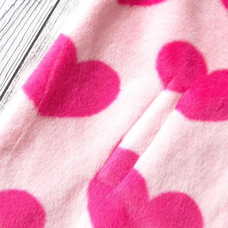 Chaqueta de felpa con estampado de corazón Harajuku para mujer, Abrigo con capucha de manga larga coreano, ropa de calle gruesa y cálida para