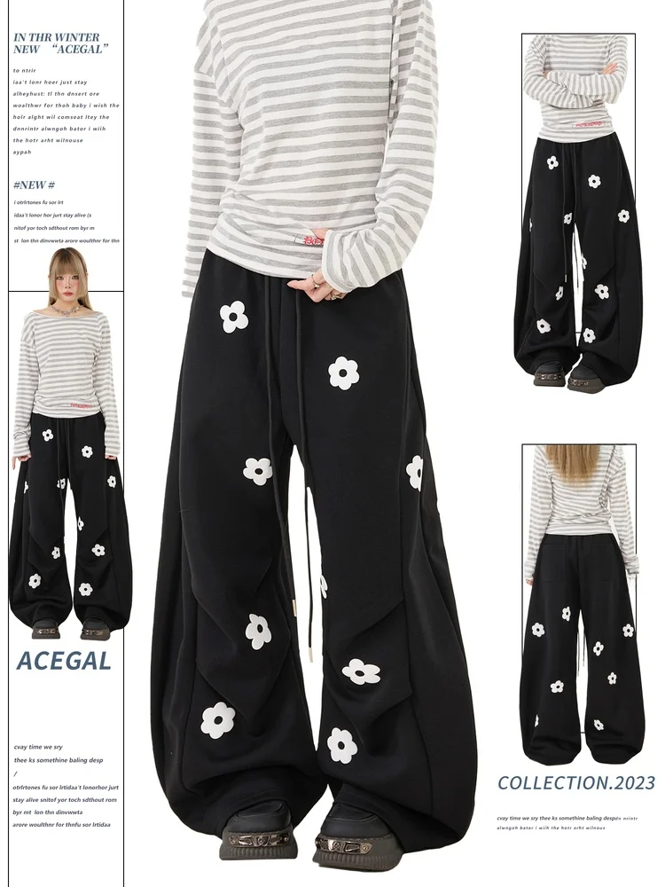 

Ретро-брюки-бананы с американской цветочной вышивкой и плиссировкой, широкие, для джазовых танцев, спорта и повседневной носки, для женщин, из смесового хлопка