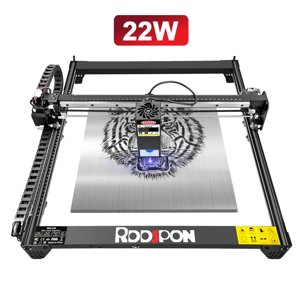 Rdspon gravador a laser 12w 22w potência óptica cnc roteador de madeira máquina corte diy aço inoxidável impressão couro acrílico