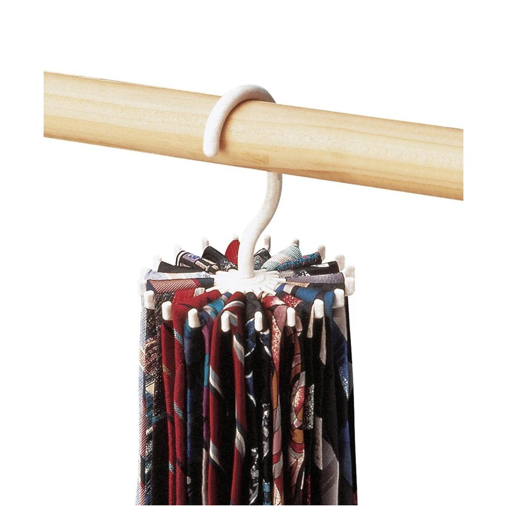 

1pcs White 11*12Cm Hard Plastic Rotating Scarf Non-Slip Closet Space Saver Hanger Organizer Rack Closet Tie Hanger