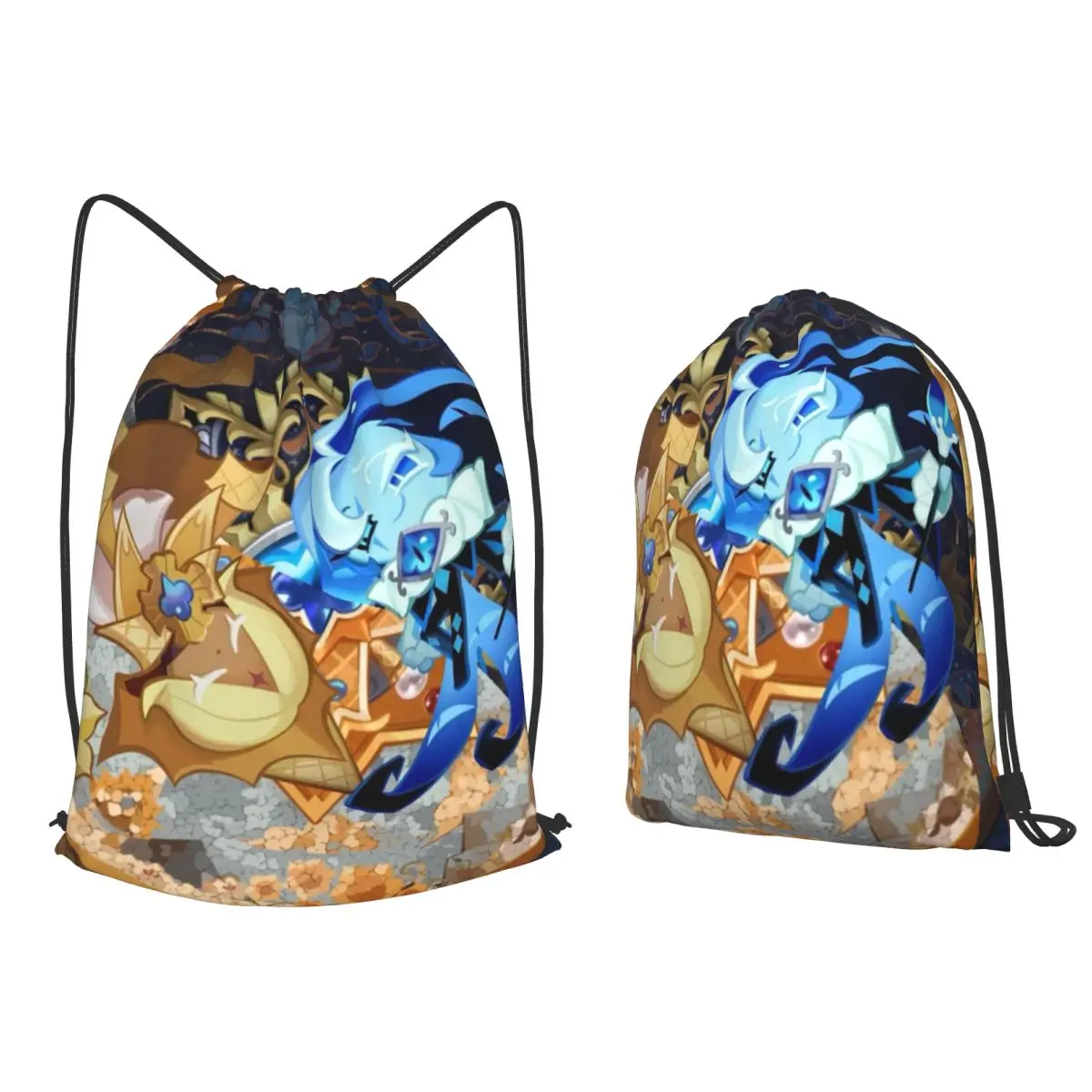 Pure Vanilla Cookie Run Kingdom Game Backpacks Fashion Drawstring Bundle Pocket Sundries Bag Book Bags for Man Woman Students