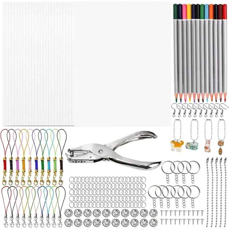 

Sep N12R 198Pcs Shrink Plastic Sheet Kit,20PCS Shrink Film Paper,12 Colored Pencils,Open Iron Ring,For Art And DIY,Craft Making