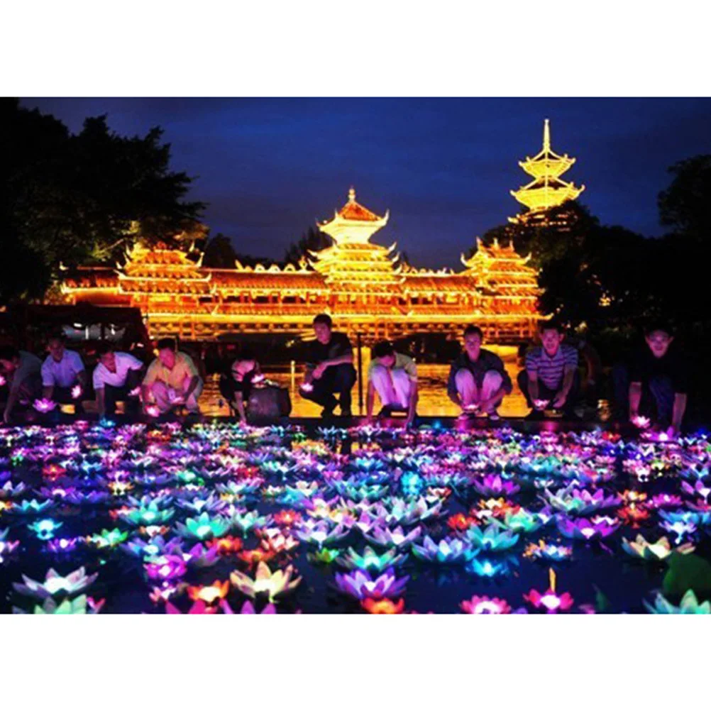 

5pcs Lotus Flameless Artificial Water Plants Decor Summer Pool for Party Wedding