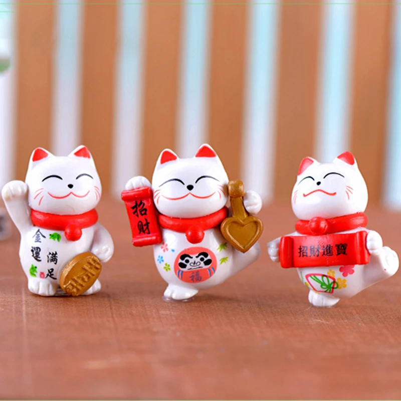 1pc Chinese Lucky Wealth Waving Cat Gold Waving Hand Cat Home Decor Welcome Waving Cat Sculpture Statue Decor Car Ornament