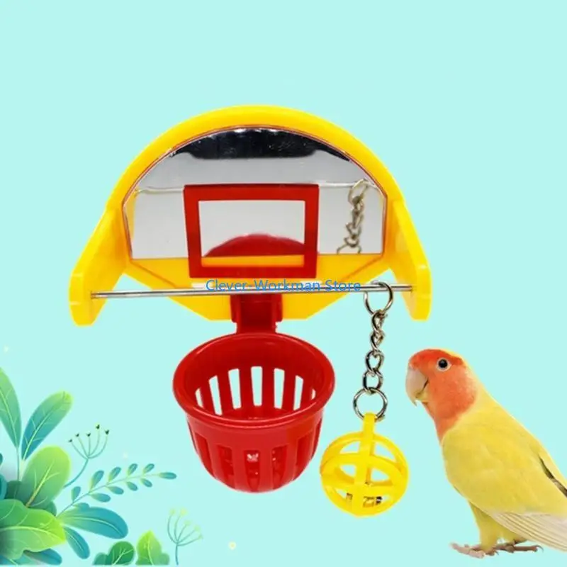 

24TD Mini Basketball Hoop Props Funny Parrot Birds Pet Supplies Parakeet Ball Chew Toy