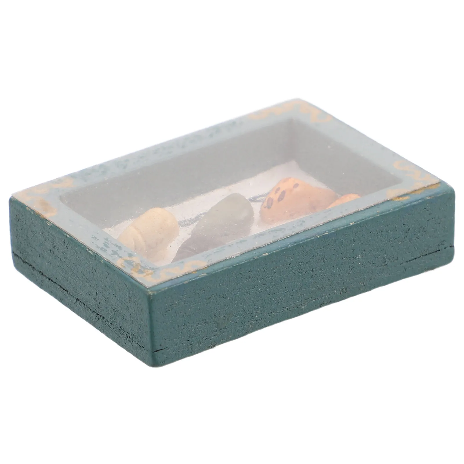 

DIY Miniature Dollhouse Shell Storage Box Green Conch Design Specimen Display Case Micro Scene Box Handmade Miniature Collection
