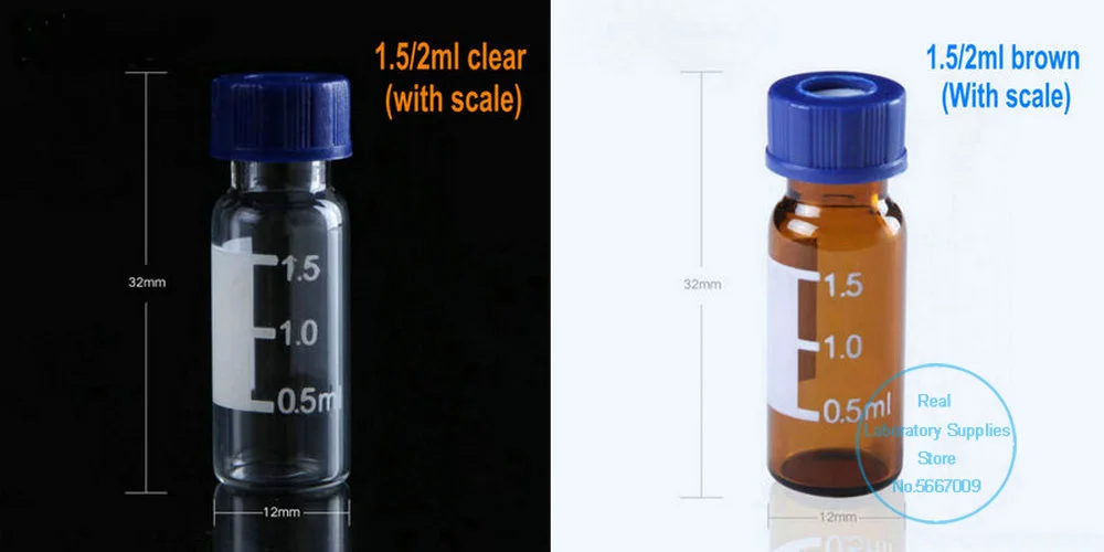 Imagem -03 - Vidro de Laboratório Claro Marrom Líquido Cromatografia Garrafa de Amostra de Vidro com Tampas Abertas Conjunto de Laboratório de Química 100 Peças Lote 2ml 4ml