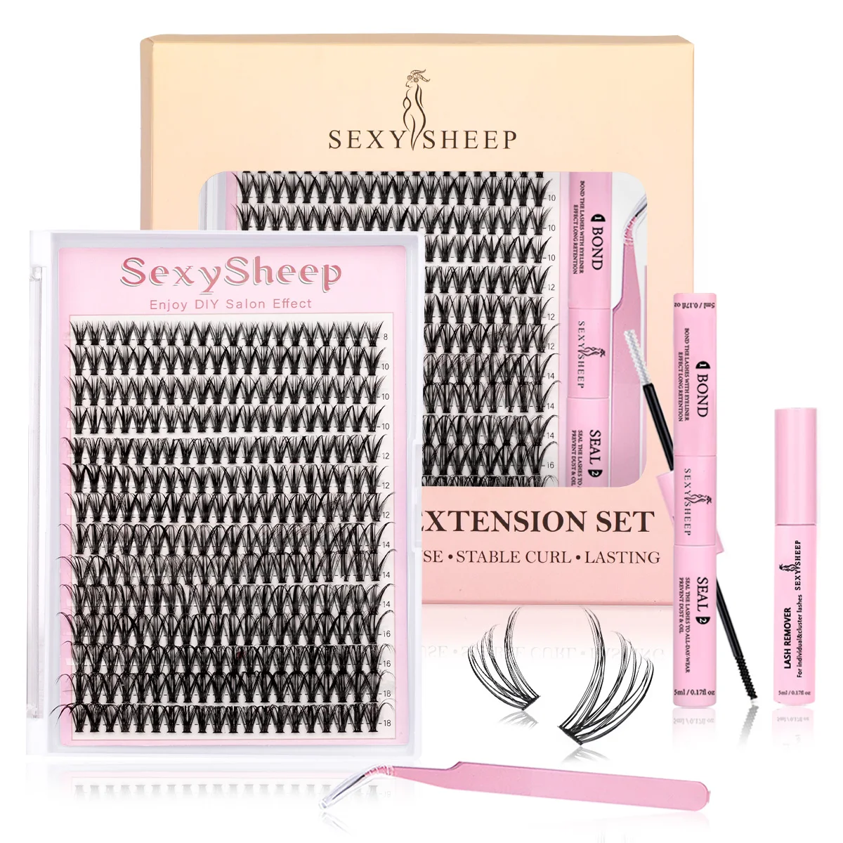 ISEEN لتقوم بها بنفسك لاش تمديد عدة لينة لاش الرموش الفردية عدة مع لاش السندات وختم وملاقط لاش مزيل الرموش