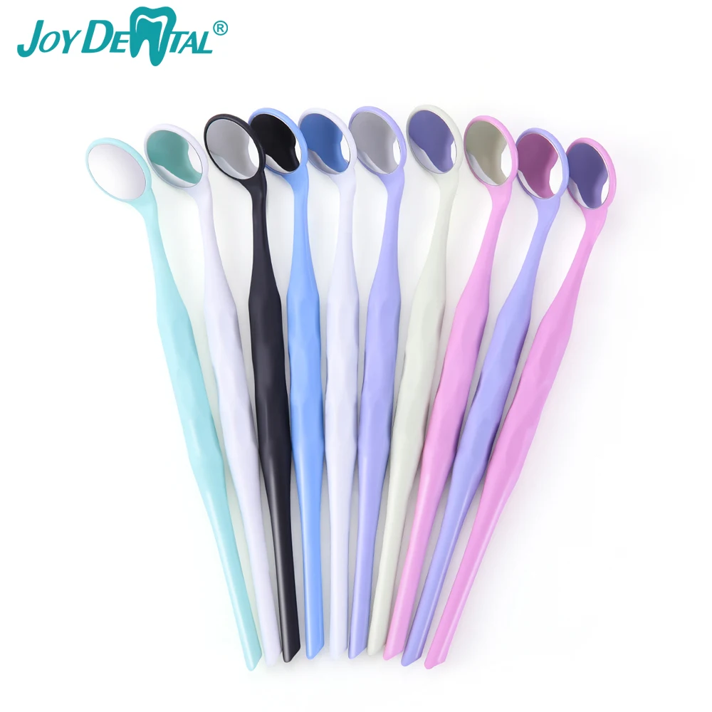 10pcs/Box Dental Joydental Double Sided Mouth Mirrors Autoclavable Surface Exam Reflectors with Handle with Random Colors