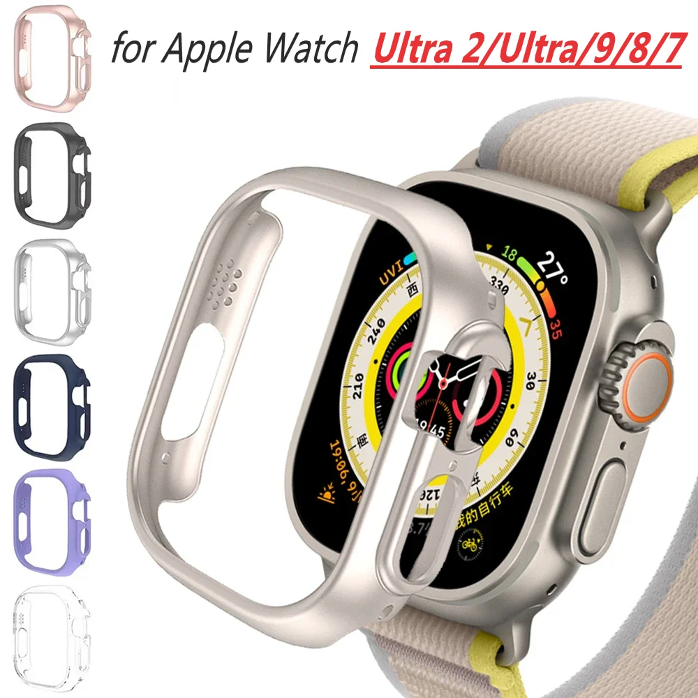 Funda para Apple Watch Ultra/Ultra 2 49mm PC Hard Protective Case Hollow Frame Bumper Shell para iwatch Series 9/8/7 41mm 45mm Cover