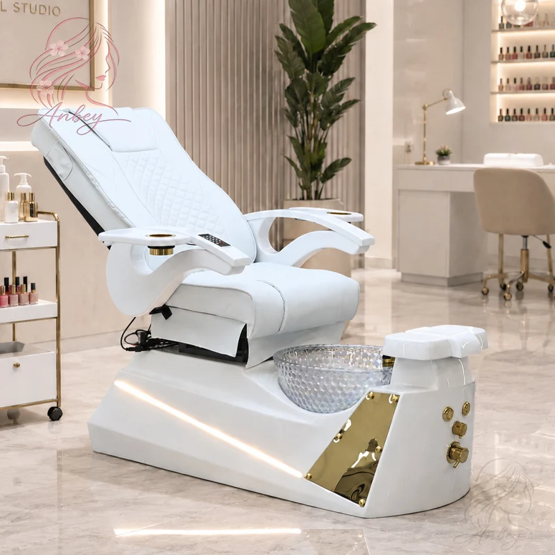 Whirlpool Foot Spa Basin Pedicure Chair Massage Pedicure Spa Chair PU Leather Estacin De Pedicura With Movable Seat