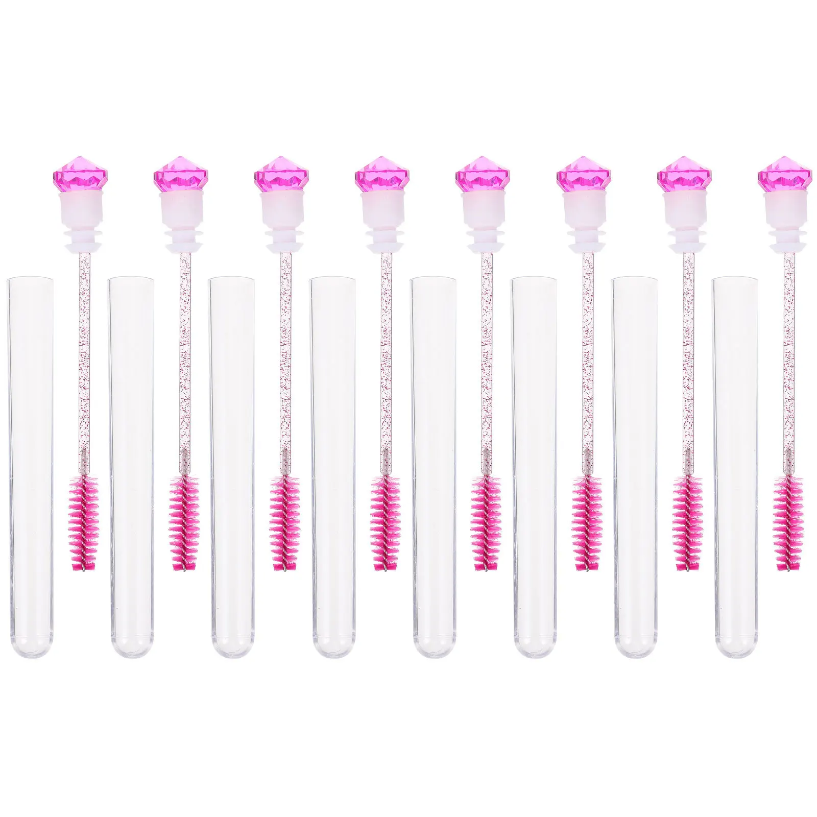 8 pçs escova de cílios pente acrílico tubo de diamante para aplicação de rímel ferramenta de maquiagem portátil escova de sobrancelha
