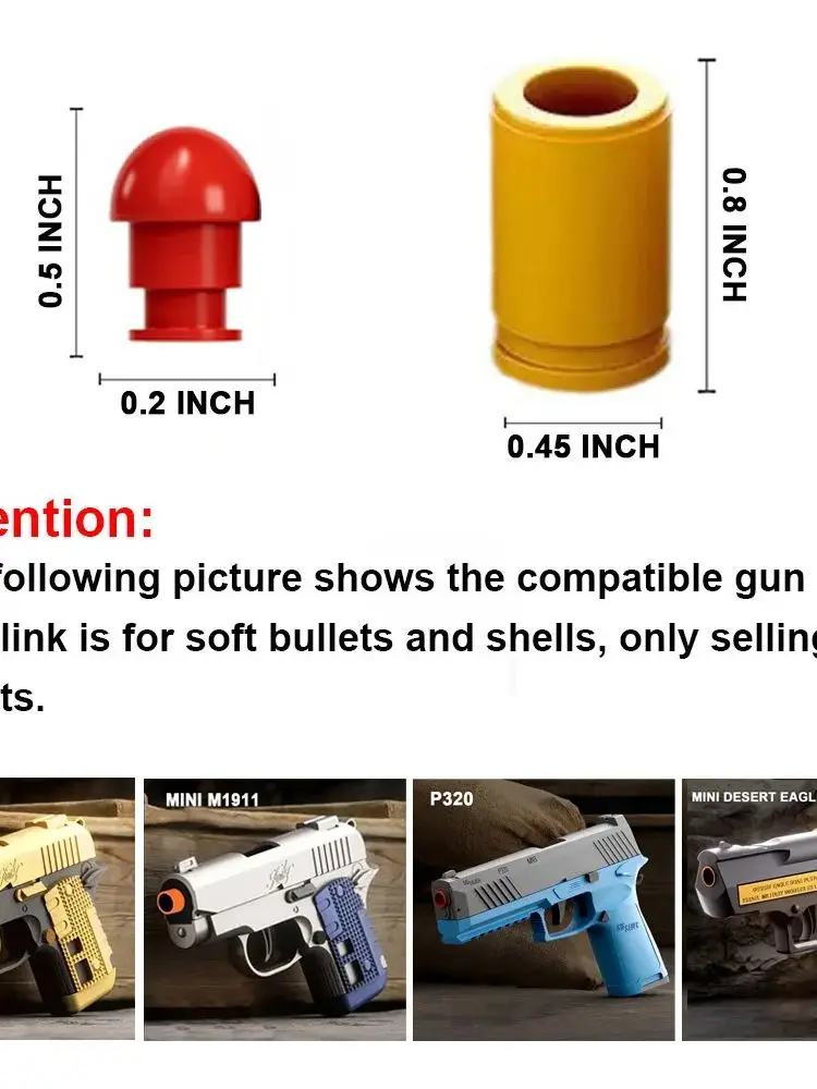 Accessoires pour armes à jouets, balles de coquillages pour Colt 1911 USP, jeux de plein air, jeux de tir