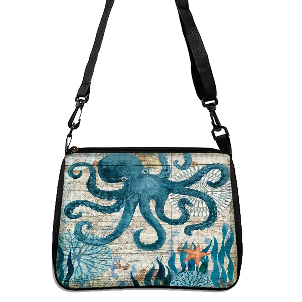 Sea Life Turtle Seahorse Whale Octopus Print Handbag Women\'s Casual Shoulder Bag Shoulder Bag Fashion Crossbody Bag Gift