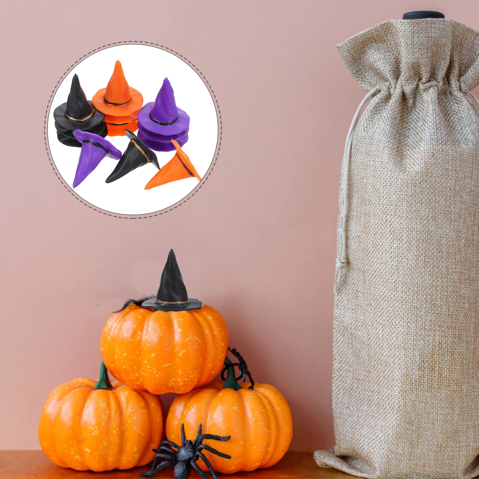 

24pcs Mini Hats Halloween Bottle Toppers Dollhouse Accessories Party Decorations Witch Hats Wine Bottle Topper Diy Craft