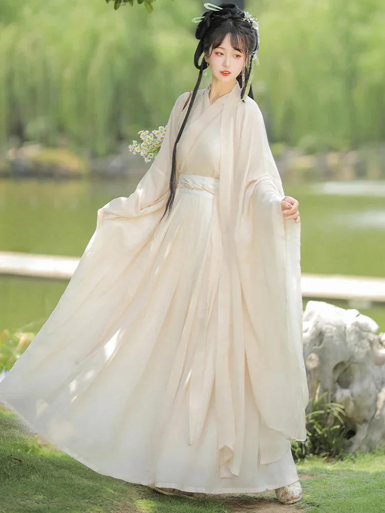 

NT13 Solid Color Women's Fairy Dance Costume Cross Neck Elegance Temperament Hanfu 2024 New Tide Lady Classical Ancient Clothes