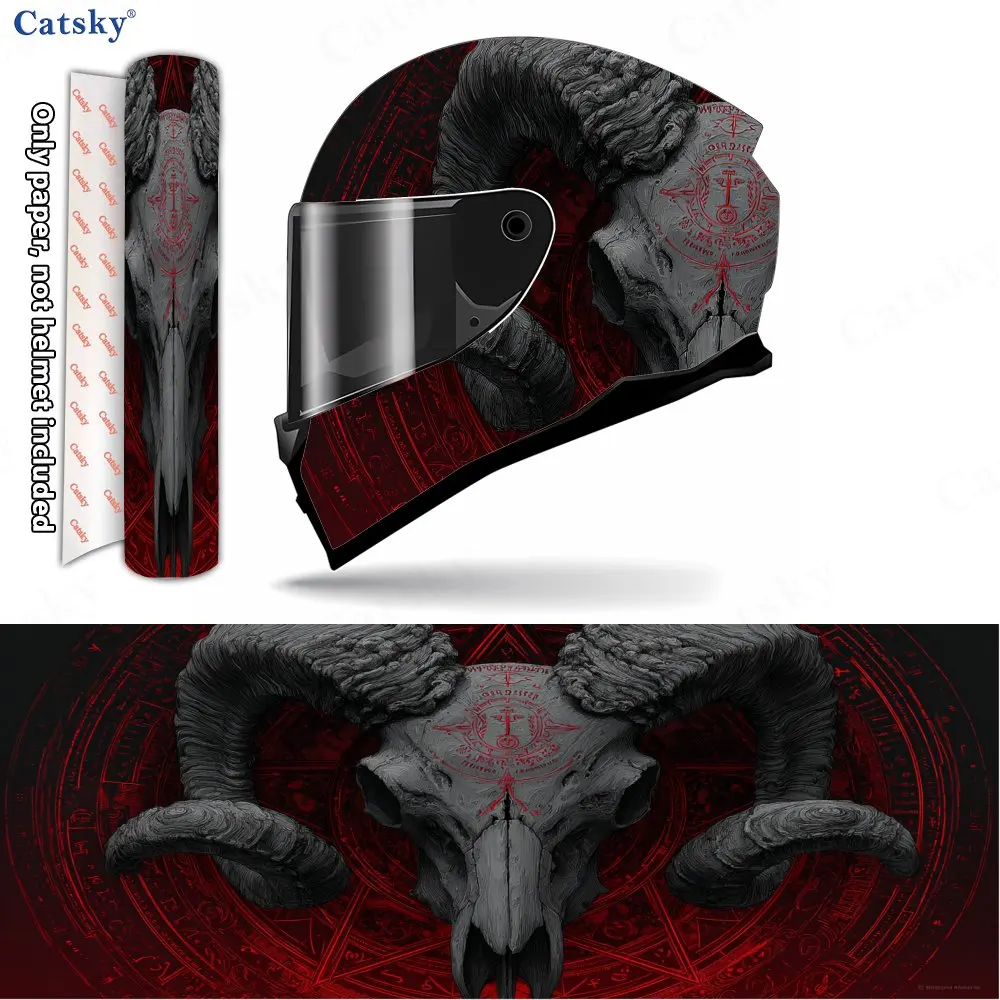 

Bone-patterned Ram Skull Demon Pattern Helmet stickers , PVC Material Multifunctional Helmet Stickers, Scratch-Resistant & Fade-