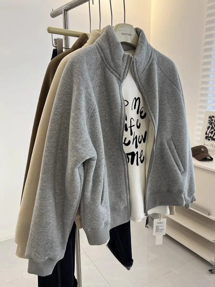 Fleece Sweatshirt No Hat Womens Heavyweight Winter Plush Corduroy Handcrafted Raglan Star-Shaped Laceup O Neckz Girls' Flocking