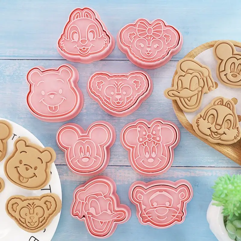 8pcs Kawaii Disney Mickey Mouse Cookie Cutters Anime Minnie Mouse Winnie Donald Duck Kid DIY Bakery Mold Biscuit Cookie Mold Toy