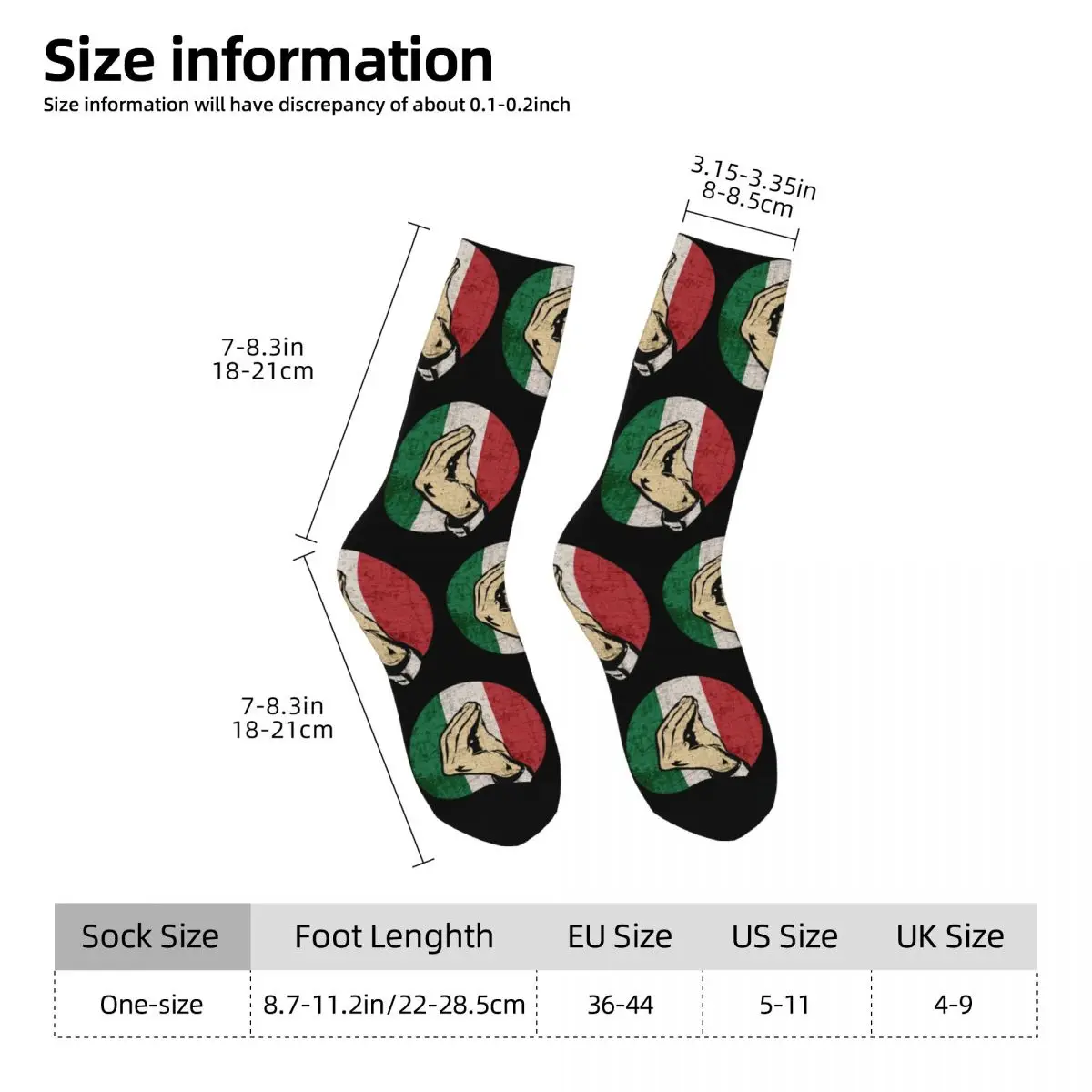 Italian Hand Gesture Sing Language Italy Flag Socks Super Soft Stockings All Season Long Socks for Unisex Christmas Gifts