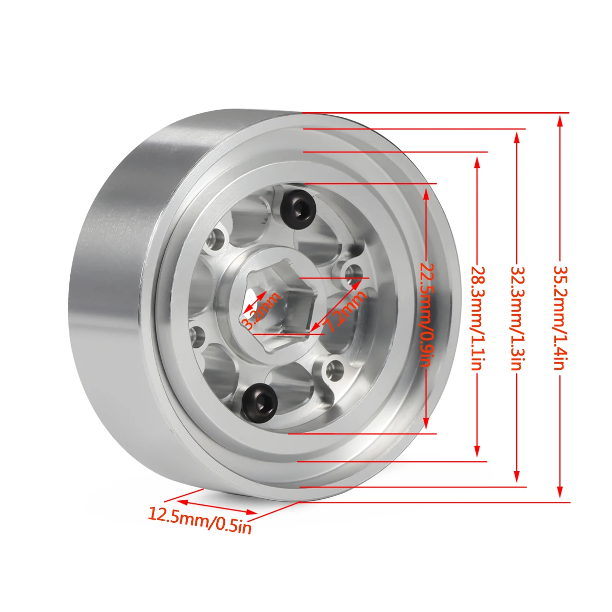 4 szt. 1.3 Cal aluminiowe felgi do opon TRX4M 1/18 gąsienica RC TRX4-M Bronco Defender FCX24 SCX24 AX24 Upgrade