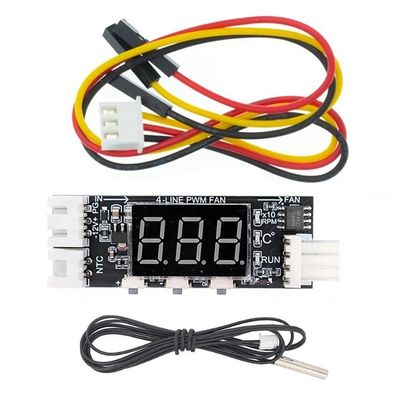 Controlador de velocidad de Control de temperatura de ventilador de 4 cables, módulo de reducción de ruido de chasis, soporte de Control de velocidad de ventilador, duradero, 12V PWM