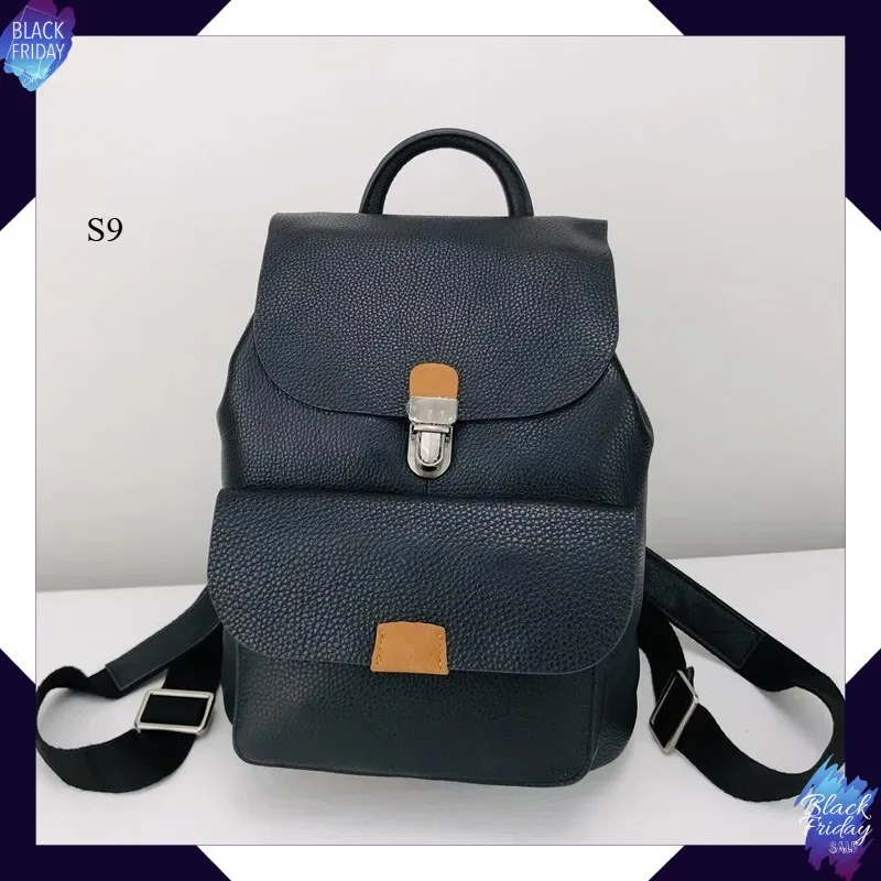 

Black Cowhide Casual Daily Travel School Bag