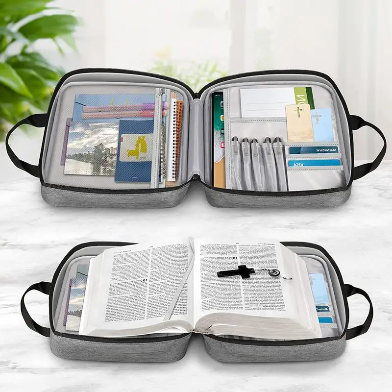 Bible Cover Carrying Book Case Church Bag Bible Protective with Handle and Zippered Pocket Perfect Gift for Men Women