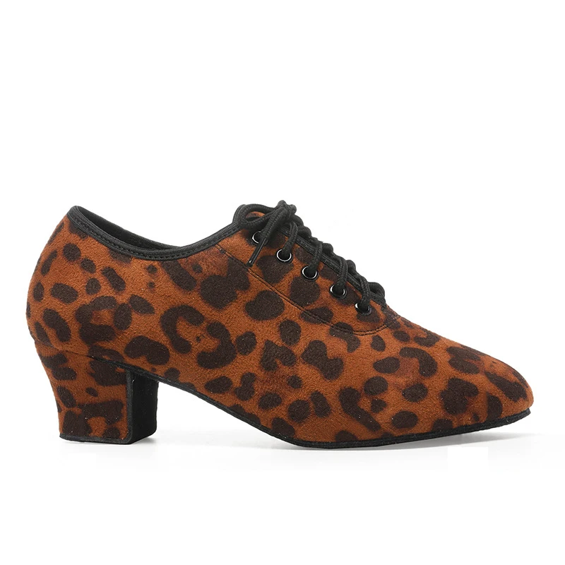 ليوبارد المرأة قاعة الرقص أحذية الدانتيل متابعة مغلقة تو المطاط وحيد المهنية الحديثة السالسا اللاتينية التدريس ممارسة حذاء الرقص