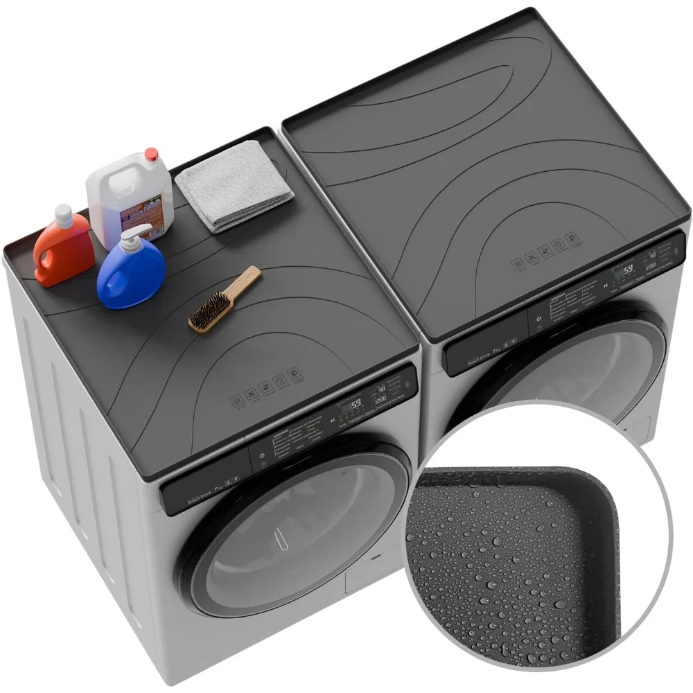 

26.5''x26.5'' Non-slip Silicone Washer Dryer Cover - Waterproof Top Protector Mat for Laundry & Kitchen