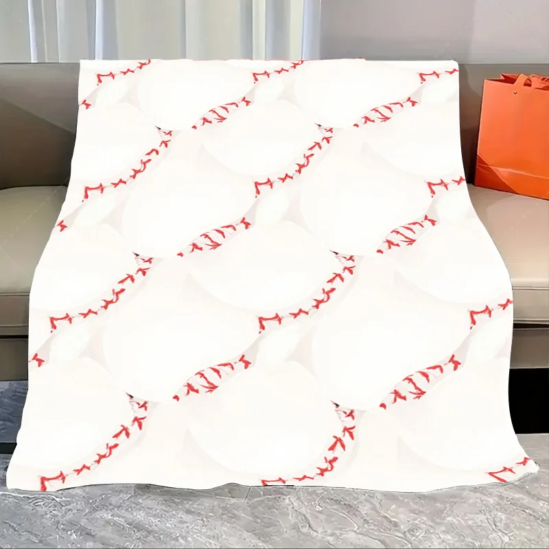 

1pc Flannel Blanket Baseball Stitch Print Soft Cozy Blanket for Sports Fans Home Decor