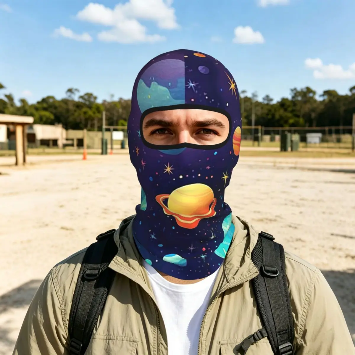 Solar System Space Planets Universe Breathable Thin Balaclava Full Face Mask Sun Protection Neck Gaiter For Motorcycle Outdoor