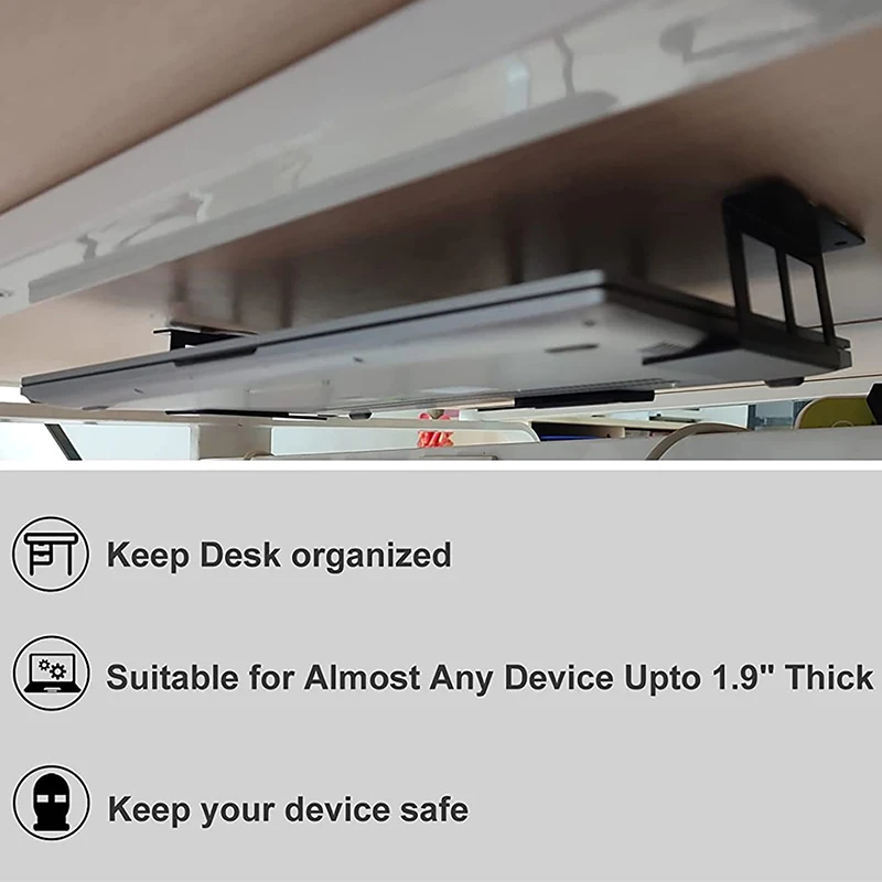 4.8-6.8cm Under Desk Laptop Holder Mount Bracket With Screws For Macbook Storage Tray For Notebook Computer Accessories