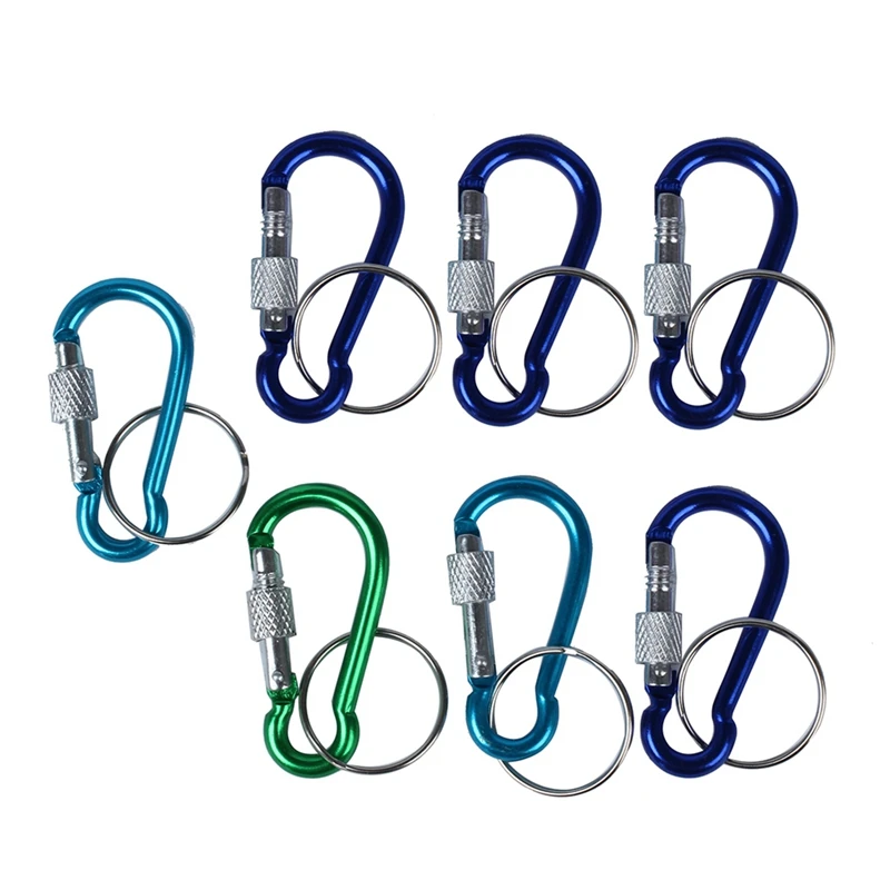 7 Pcs 5 Screw Lock Mini Multicolor Aluminum Carabiner Hook & 1X With Combination Padlock 3 Digits Numbers Padlock