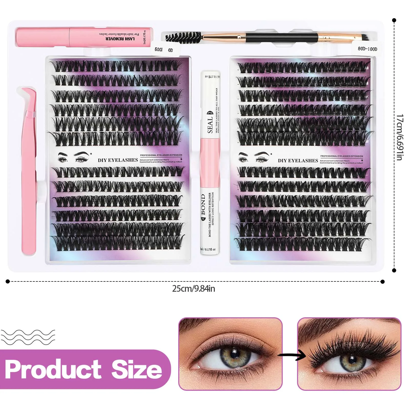 Kit de vínculo e selo de cílios falsos, extensões macias Curl Lash, clusters 808D Plus 100D, maquiagem individual, maquiagem, 468 peças