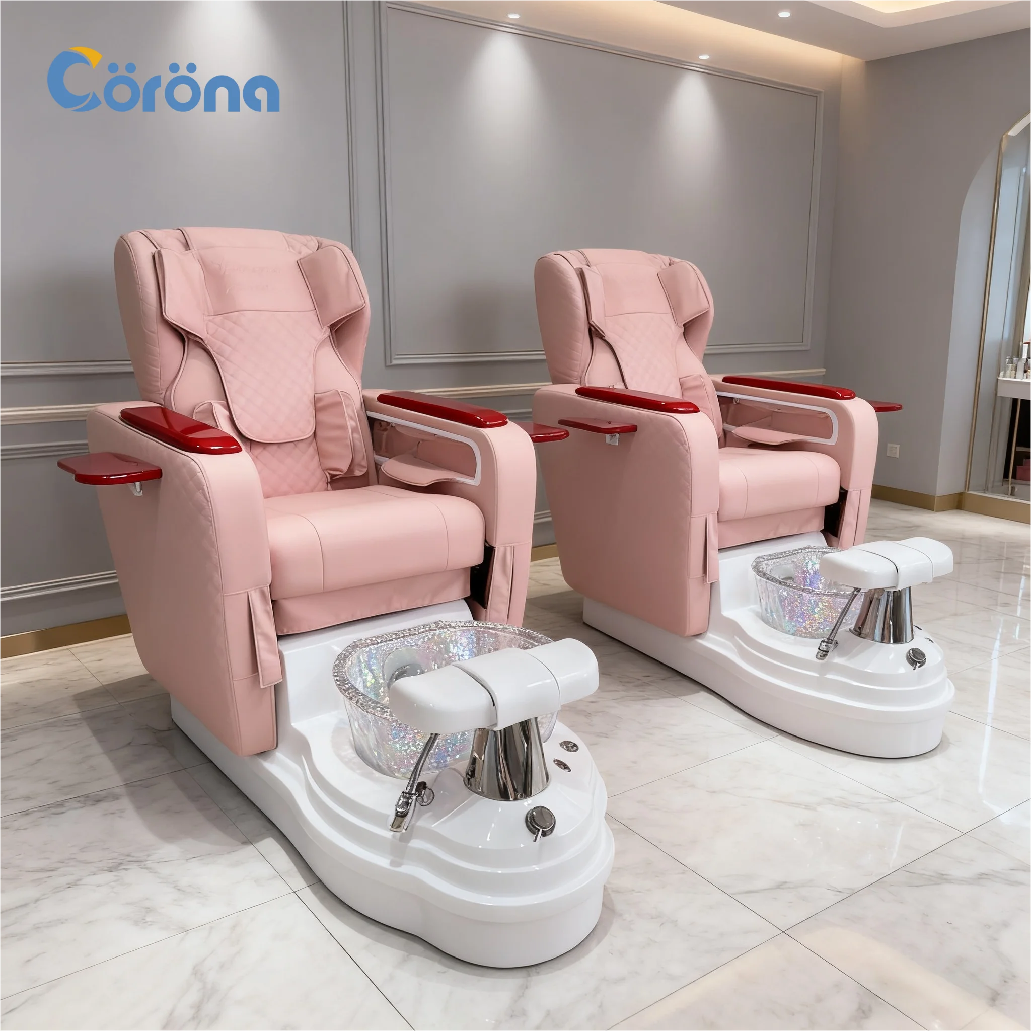 Pink Pedicure Chair With Massage Luxury Pedicure Spa For Nail Salon High Quality Pedicure Spa Chair