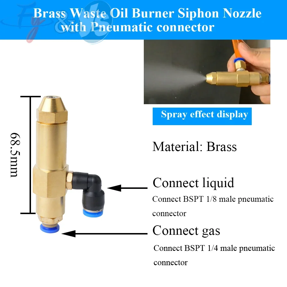 Brass Nozzle Air Atomizing Fuel Burner Nozzle,Waste Oil Burner Nozzle,  Diesel Fuel Oil Spray Boilers Atomizing Burner Nozzle