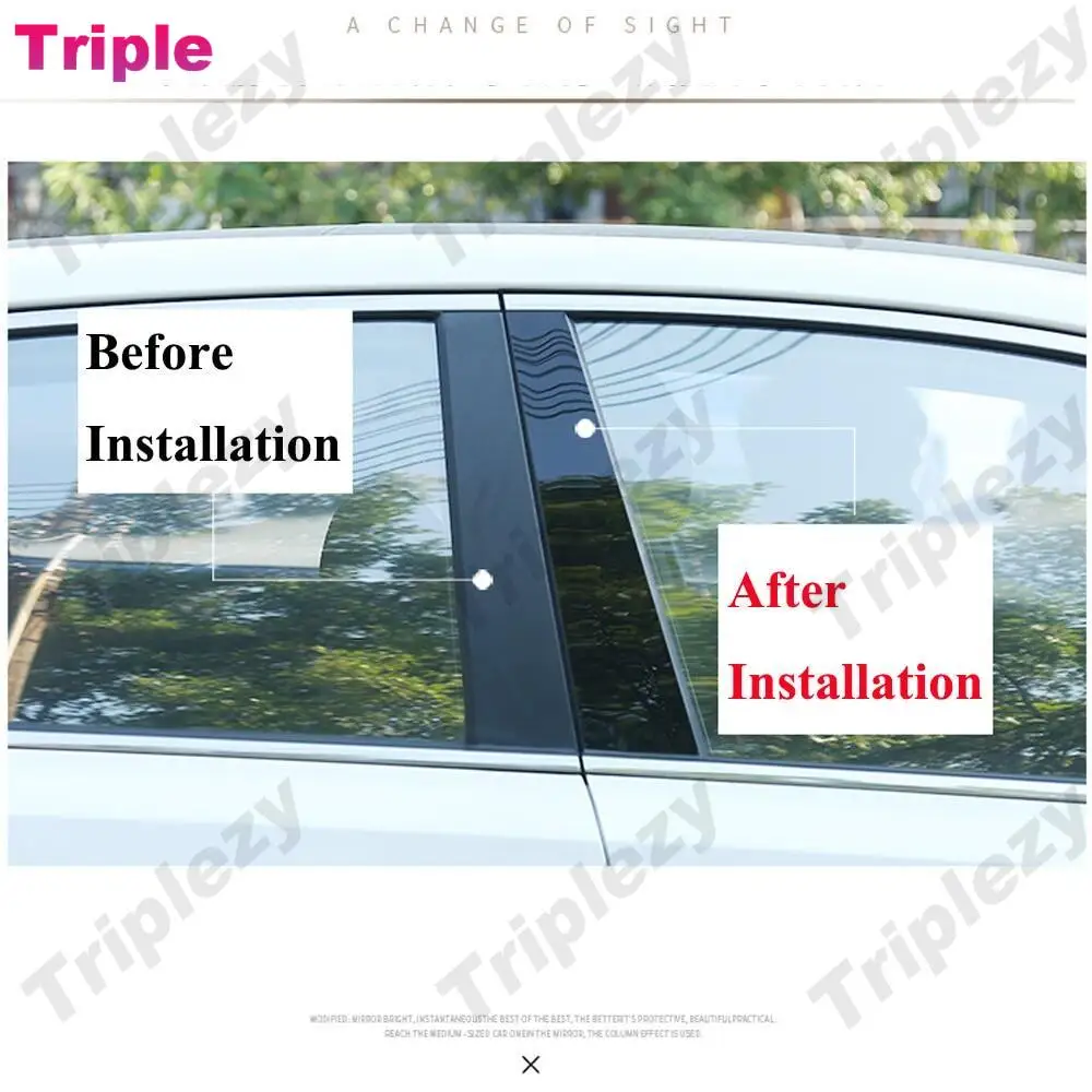6Pcs Glossy Piano Black Car Window Door Column BC Pillar Post Cover Trim For Mitsubishi Outlander Sport ASX RVR 2010-2022 - view 6