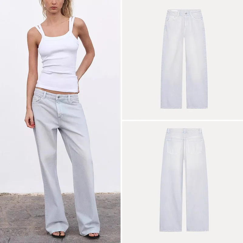 

Ele High Waist Wide Leg Casual Denim Jeans Spring 2025 New Women's Faion Z Long Pants l Waist