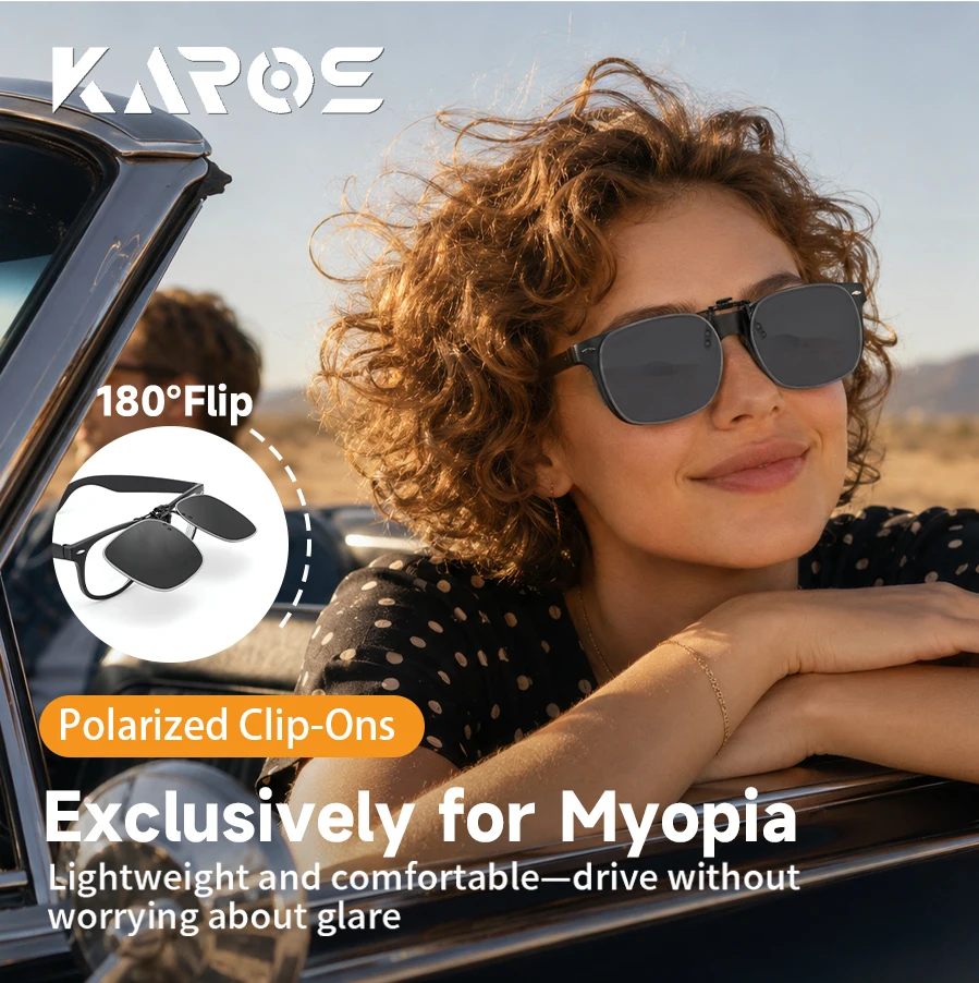 Polarized Clip On Sunglasses for Prescription Glasses UV400 Flip Up Anti Glare Lightweight Driving Fishing Myopia Eyewear J636