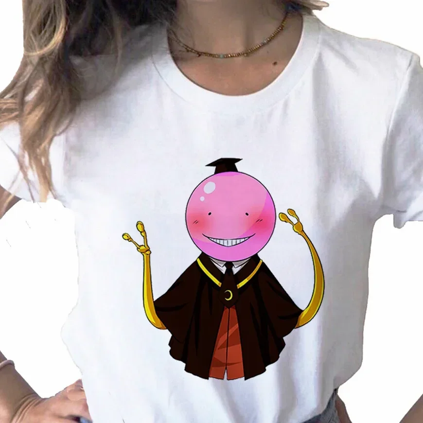 

Japanese Anime Assassination Classroom print Top ladies casual basics O-collar white shirt short sleeve ladies T-shirt,Drop Ship
