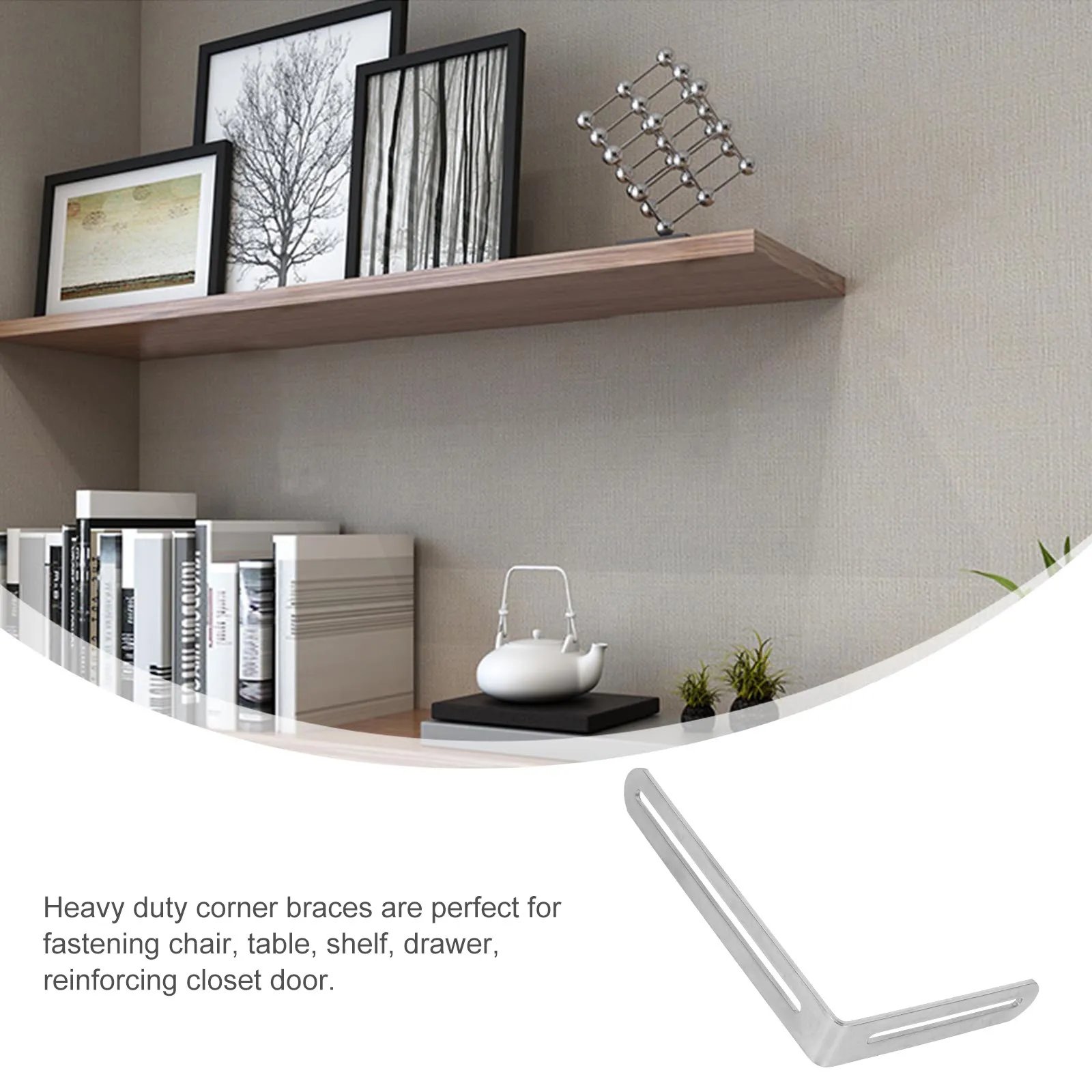 5Pcs Rust Proof Stainless Steel Slotted Angle Brackets L Shape Corner Braces for Wood Furniture Shelving Mounting Shelf Brackets