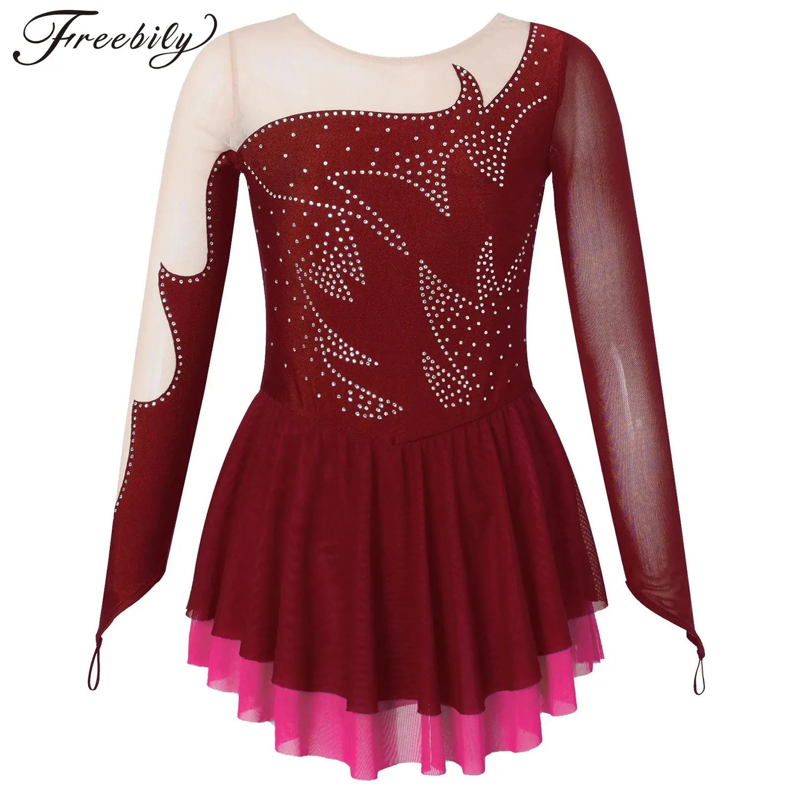 

Children Shiny Ballet Dance Dress Gymnastics Leotard for Dancing Competition Ice Skating Clothes Kids Girls Figure Skating Dress