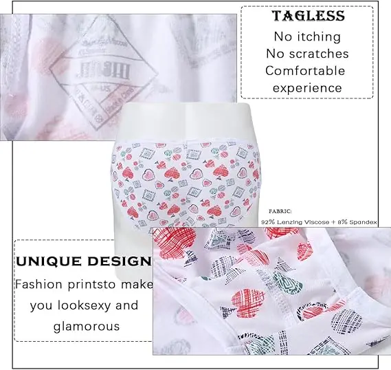 Zonbailon Men's Briefs Breathable Soft Tagless Sexy Underwear Cartoon Print Underpants Male Briefs