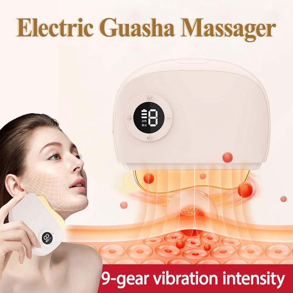 Electric Guasha Massager Hot Stone Heating Vibration Scraping Board Neck Back Massage Face Lifting Body Gua Sha Scraping Massage