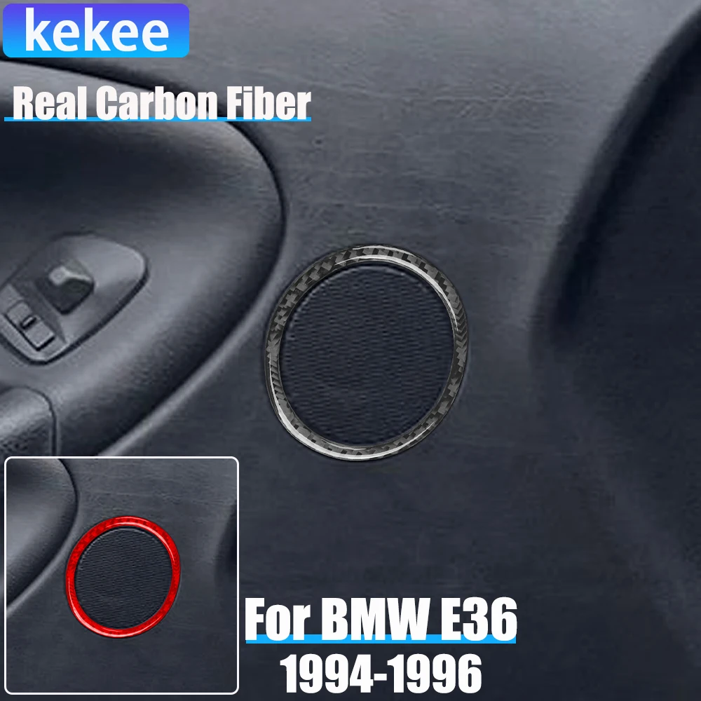 

Real Carbon Fiber Car Accessories Door Speaker Ring Decorative Trim Cover Soft Sticker For BMW E36 3 Series/M3 1994 1995 1996