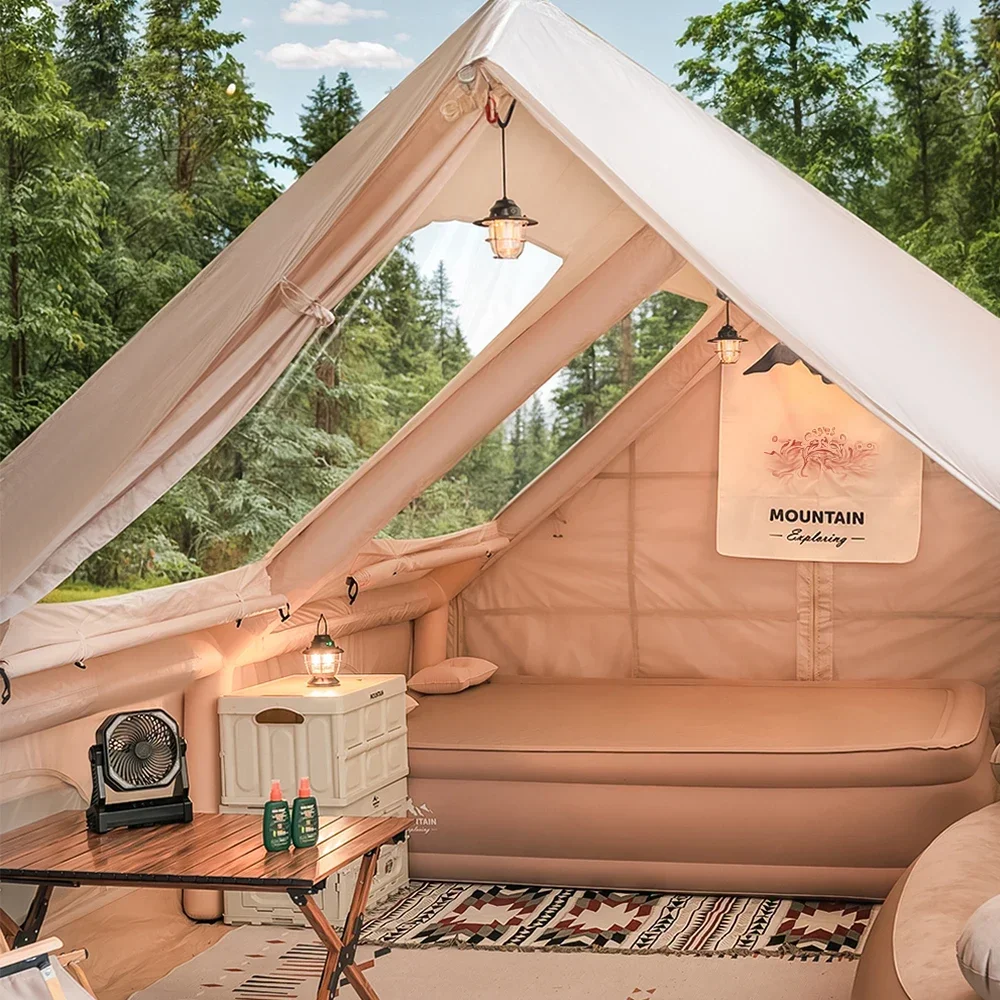 خيمة أوتوماتيكية قابلة للنفخ للتخييم في الهواء الطلق، كابينة محمولة قابلة للطي، معدات تخييم المطر السميكة طوال الليل #2